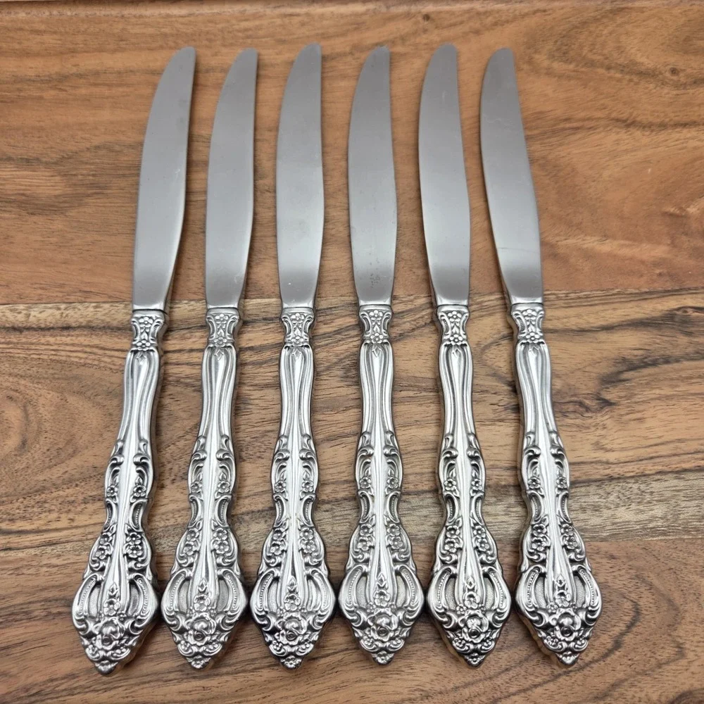 Set Of 6 Oneida Michelangelo Cube Heirloom Stainless Steel 18/10 Dinner Knives